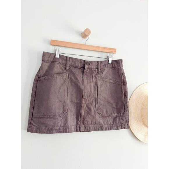 Madewell x MN | Denim Patch-Pocket Micro Mini Skirt | Chalked Fig | Sz 30 - Picture 2 of 11